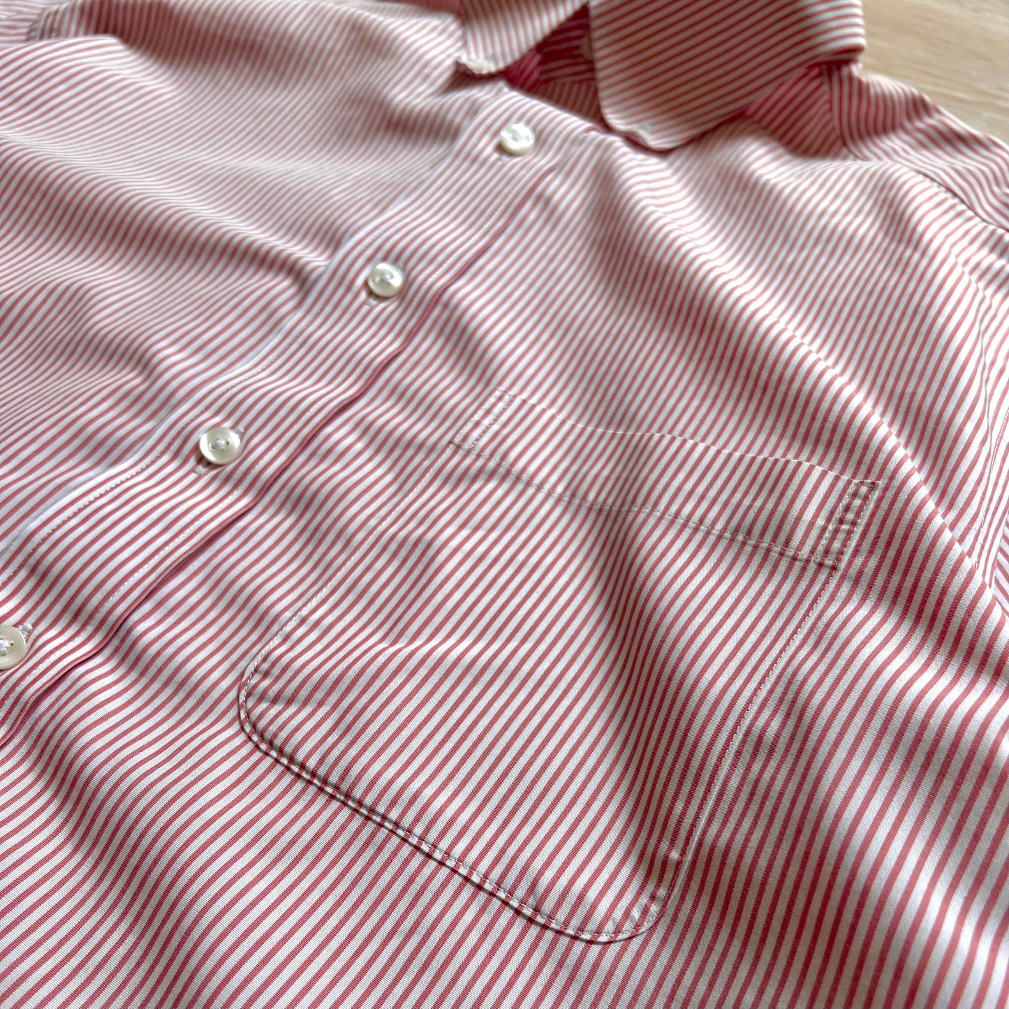 Red Pin Stripe Button Up